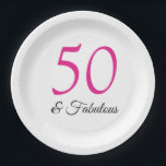 Assiettes En Carton 50 et Fabulous plaques d'anniversaire<br><div class="desc">Plaques de papier pour célébrer le 50e anniversaire d'une personne fabuleuse!</div>