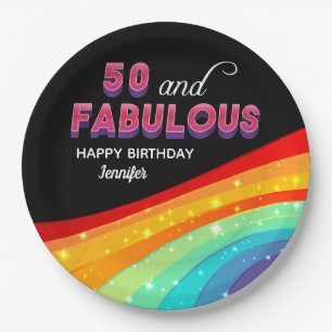 Assiettes En Carton 50 et Fabulous Rainbow Sparkle fête d'anniversaire