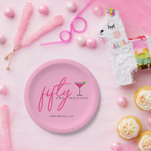 Assiettes En Carton 50 et Fabulous rose fête d'anniversaire
