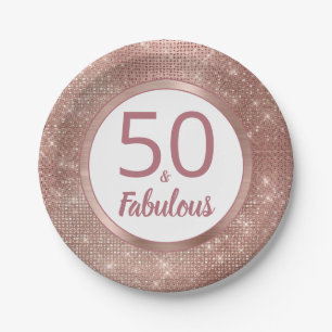Assiettes En Carton 50 et Fabulous Rose Gold Glam 50e fête d'annivers