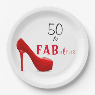 Assiettes En Carton 50 et Fabulous Rouge et Noir 50e anniversaire