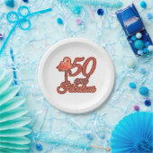 Assiettes En Carton 50 & Fabuleux 50e anniversaire Flamant rose Theme  (Fête)