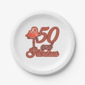 Assiettes En Carton 50 & Fabuleux 50e anniversaire Flamant rose Theme  (Devant)