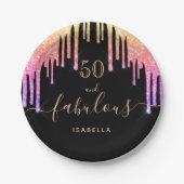 Assiettes En Carton 50 fabuleux anniversaire noir parties scintillant (Devant)
