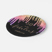 Assiettes En Carton 50 fabuleux anniversaire noir parties scintillant (Angle)