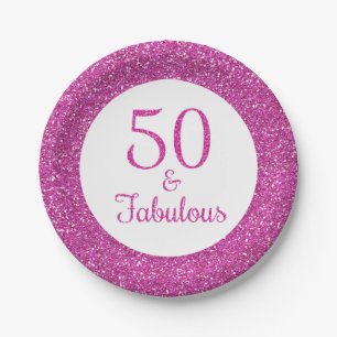 Assiettes En Carton 50 & Fabuleux Anniversaire Parties scintillant ros