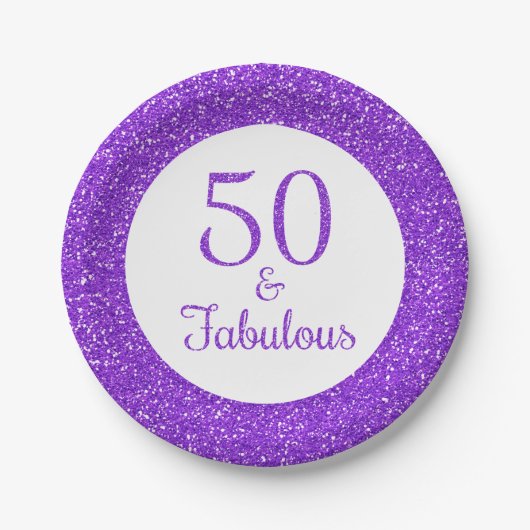 Assiettes En Carton 50 & Fabuleux anniversaire Sparkly Purple Parties (Devant)