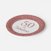 Assiettes En Carton 50 & Fabuleux anniversaire Sparkly Rose Gold Parti (Angle)
