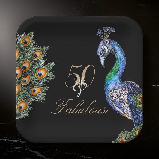 Assiettes En Carton 50 & Fabuleux Elegant Aquarelle Peacock Anniversai