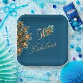Assiettes En Carton 50 & Fabuleux Elegant Peacock Feathers Anniversair (Fête)