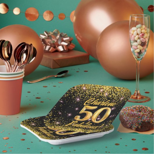 Assiettes En Carton 50 Fabuleux Gold Parties scintillant Rose Stars 50 (Multi)