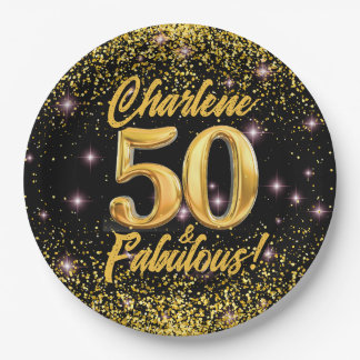 Assiettes En Carton 50 Fabuleux Gold Parties scintillant Rose Stars 50