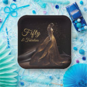 Assiettes En Carton 50 Fabuleux Parties scintillant en or noir (Fête)