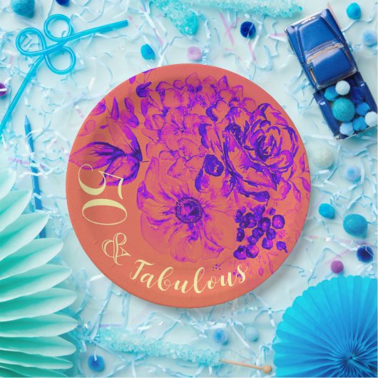 Assiettes En Carton 50 & Fabuleux Retro Floral (Fête)