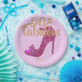 Assiettes En Carton 50 &Fabulous Birthday Girly Pink Gold Text (Fête)