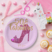Assiettes En Carton 50 &Fabulous Birthday Girly Pink Gold Text (Fête)