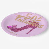 Assiettes En Carton 50 &Fabulous Birthday Girly Pink Gold Text (Angle)