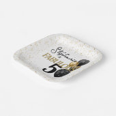 Assiettes En Carton 50 & Fabulous Black Gold Glam Carré plaque papier (Angulaire)