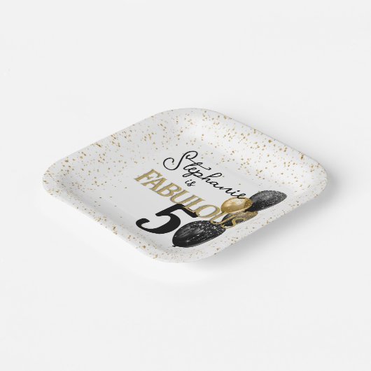 Assiettes En Carton 50 & Fabulous Black Gold Glam Carré plaque papier (Angulaire)