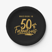 Assiettes En Carton 50 & Fabulous Gold Parties scintillant 50e anniver (Devant)