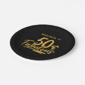 Assiettes En Carton 50 & Fabulous Gold Parties scintillant 50e anniver (Angle)