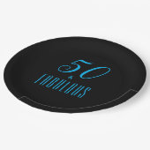 Assiettes En Carton 50 & Fabulous Sky Blue Black (Angle)