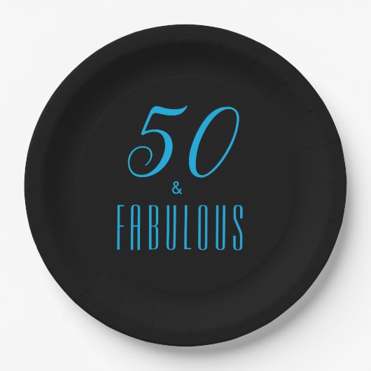 Assiettes En Carton 50 & Fabulous Sky Blue Black (Devant)
