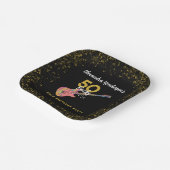 Assiettes En Carton 50 Rocks Or rose Noir 50e fête d'anniversaire (Angulaire)