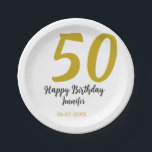 Assiettes En Carton 50e anniversaire ajouter nom date année noire modè<br><div class="desc">conception modifiable</div>