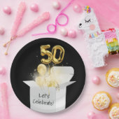 Assiettes En Carton 50e anniversaire Ballons d'or en boîte blanche (Fête)