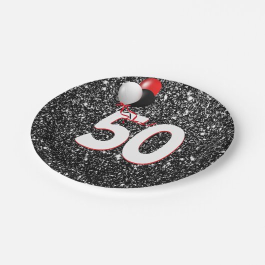 Assiettes En Carton 50e anniversaire Ballons sur Parties scintillant n (Angle)