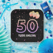 Assiettes En Carton 50e anniversaire Balloons et Confetti (Fête)