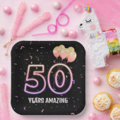 Assiettes En Carton 50e anniversaire Balloons et Confetti (Fête)