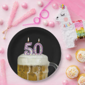 Assiettes En Carton 50e anniversaire Bière en noir (Fête)