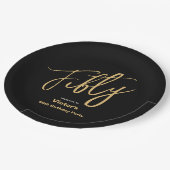 Assiettes En Carton 50e anniversaire Black Gold Modern Typographie per (Angle)
