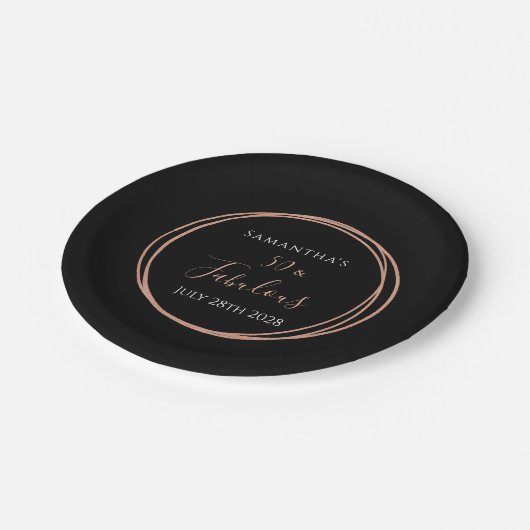 Assiettes En Carton 50e anniversaire Black Rose Gold fête d'anniversai (Angle)