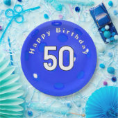 Assiettes En Carton 50e anniversaire Blue Pickleball (Fête)