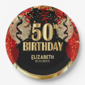 Assiettes En Carton 50e anniversaire - 🎈 de ballons rouges (Devant)