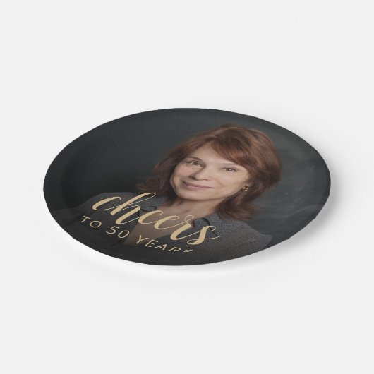 Assiettes En Carton 50e anniversaire de fête Photo Cheers (Angle)