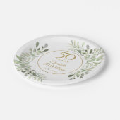 Assiettes En Carton 50e anniversaire de Mariage Aquarelle Verdure (Angle)