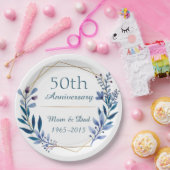 Assiettes En Carton 50e anniversaire de Mariage classique floral (Fête)