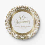 Assiettes En Carton 50e anniversaire de Mariage d'or (Devant)
