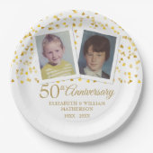 Assiettes En Carton 50e anniversaire de Mariage d'or Photos d'enfants (Devant)