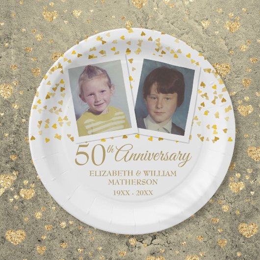 Assiettes En Carton 50e anniversaire de Mariage d'or Photos d'enfants