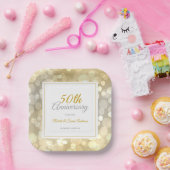 Assiettes En Carton 50e anniversaire de Mariage Elegant Gold Bokeh (Fête)