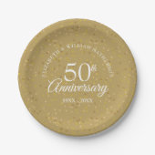 Assiettes En Carton 50e anniversaire de Mariage Gold Dust Confetti (Devant)