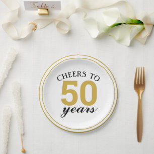 Assiettes En Carton 50e anniversaire de Mariage Or encourage à 50 ans