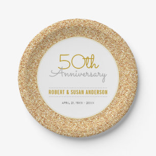 Assiettes En Carton 50e anniversaire de Mariage Parties scintillant d'