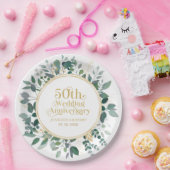 Assiettes En Carton 50e anniversaire de Mariage Typographie d'or Verdu (Fête)