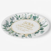 Assiettes En Carton 50e anniversaire de Mariage Typographie d'or Verdu (Angle)